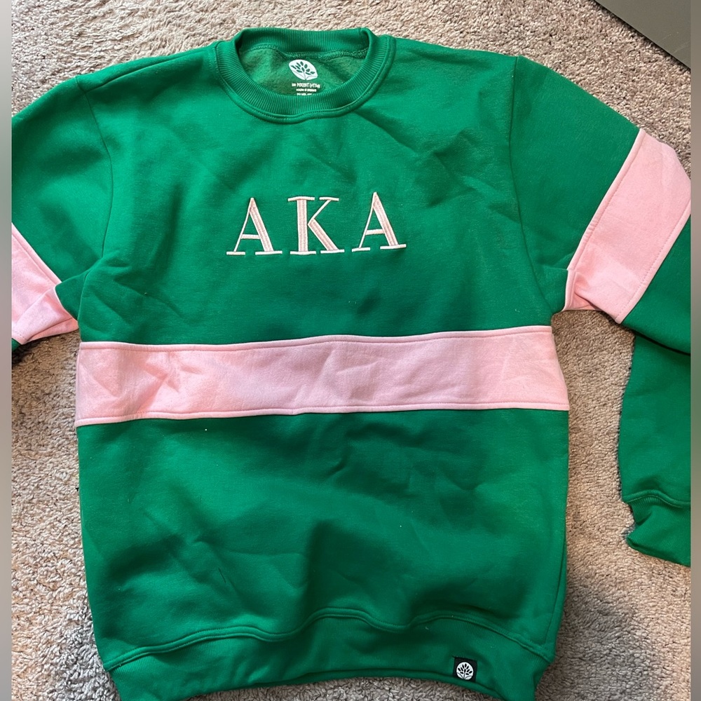 AKA hoodie - green with pink stripe